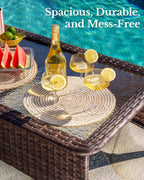 7-Piece Luxury Patio Furniture Set with 6" Thick Cushions, Weather-Resistant Wicker High Back Swivel Rocker Chairs, Senior-Friendly Outdoor Sofa Set for Large Deck, Yard and Poolside, Blue(V2)