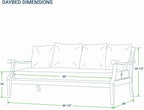 Robin Teak Wood Outdoor Sofa Bed with Oyster Thick Cushion, Weather-Resistant Patio Lounger, Seats up to 3 People, 750 Lb Weight Capacity, Removable Cushion