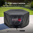Smokeless Fire Pit 28-Inch Hexagonal Firepit for Outdoor, Stainless Steel Wood Burning Fireplace with Removable Ash Pan, PVC Cover and Fire Poker, Ideal for Camping, Bonfire, Backyard, Black
