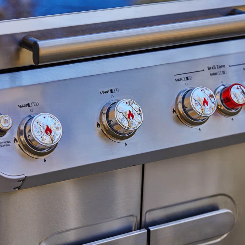 Mesa 415Bz,4-Burner Liquid Propane Infrared Gas Grill with Side Burner and Cabinet, 62,000 BTU – Perfect for Family Bbqs（With Free Cover）,Holiday Gift