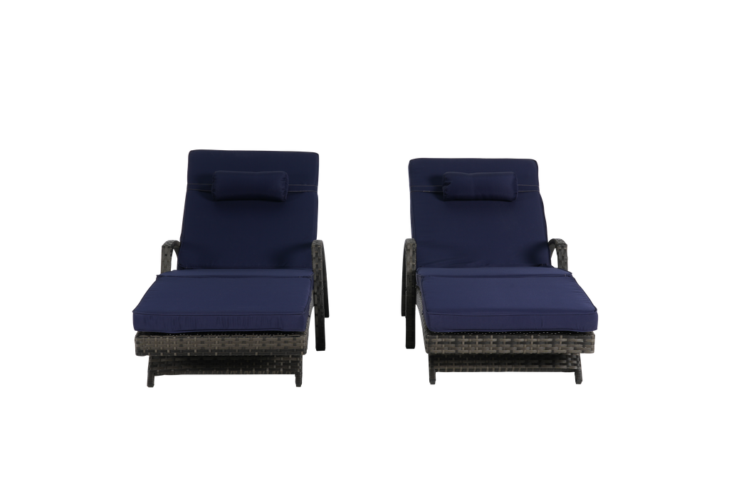 Outdoor Wicker Reclining Chair Set of 2 with Cushions