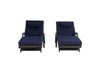 Outdoor Wicker Reclining Chair Set of 2 with Cushions