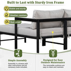 U_style Outdoor L-Shaped Sofa with Iron Frame and Ultra-Thick Cushions