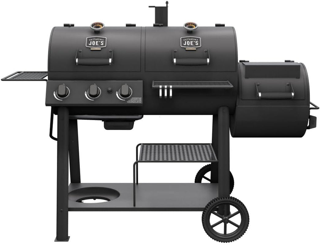 Canyon Combo Dual Fuel 3-Burner Propane Gas and Charcoal Smoker and Grill with 1031 Sq. In. Cooking Area in Black