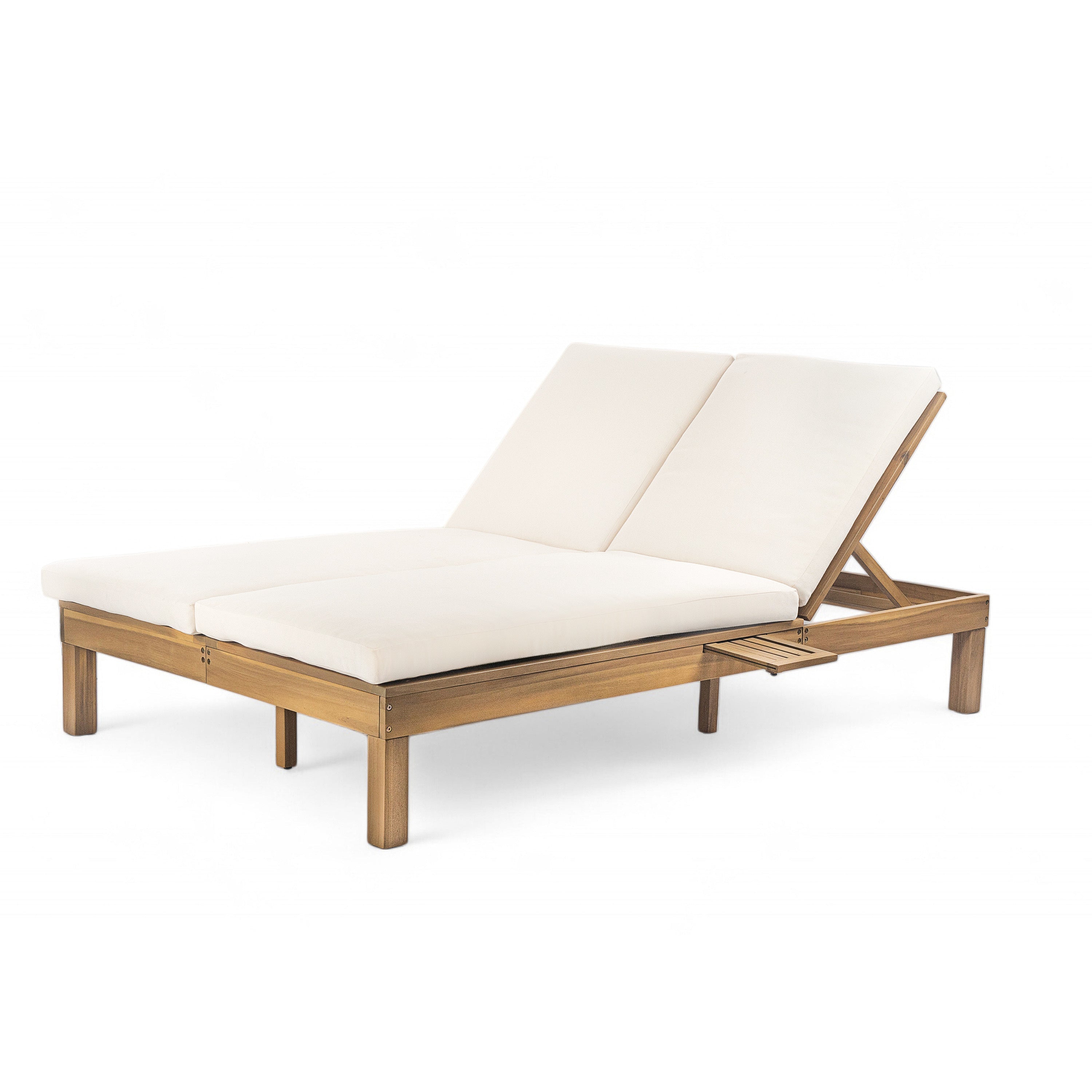 5-Position Adjustable Backrest Double Chaise Lounge Outdoor