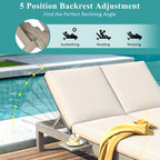 5-Position Adjustable Backrest Double Chaise Lounge Outdoor