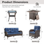 Outdoor Fire Pit Conversation Set, 3-Seat Sofa & Chairs Patio Furniture Set