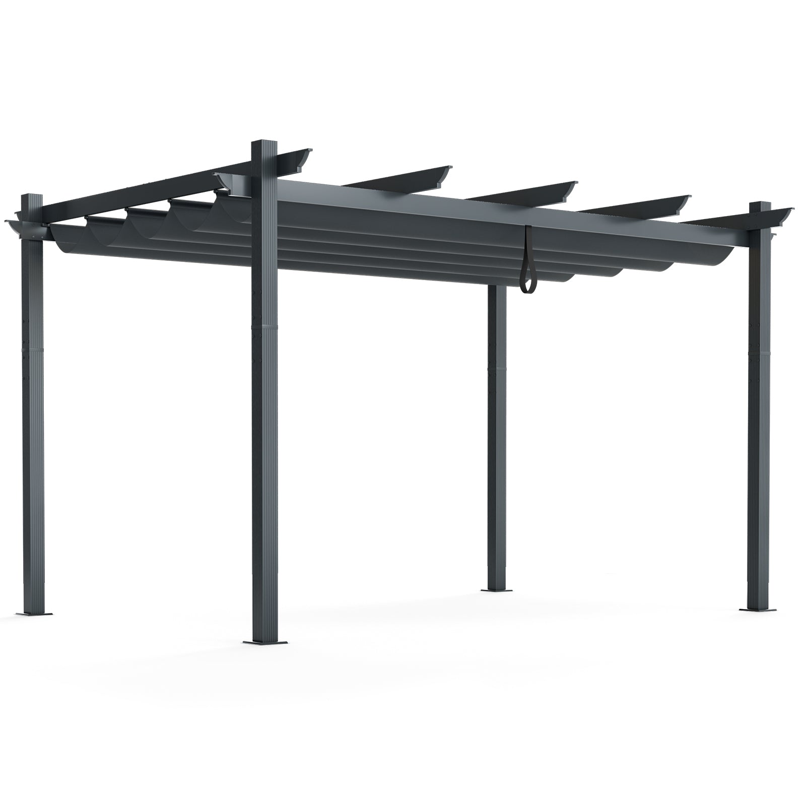 10 ft. x 13 ft. Outdoor Aluminum Retractable Pergola Canopy Shelter, Gray
