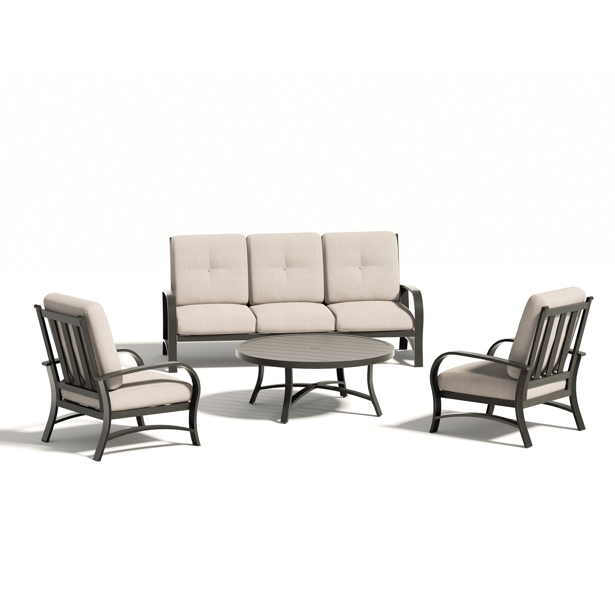 Aluminum Outdoor Sofa and 2 Chairs with Round Coffee Table