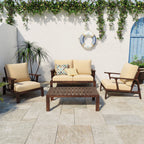 4- Piece Outdoor Sofa Set with Cushions and Coffee Table