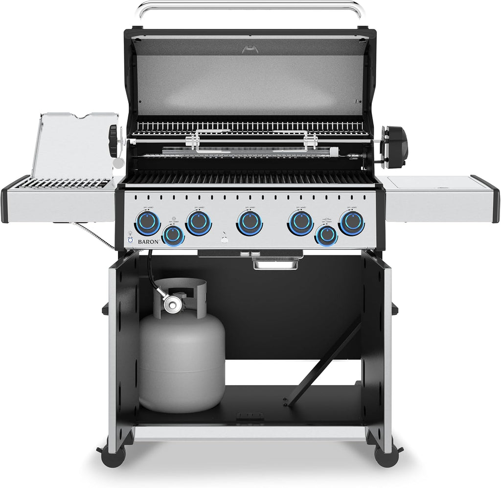 678344 Baron S 590 Pro IR 5-Burner Pellet Ready Propane Gas Grill in Stainless Steel with Infrared Side Burner and Rear Rotisserie Burner