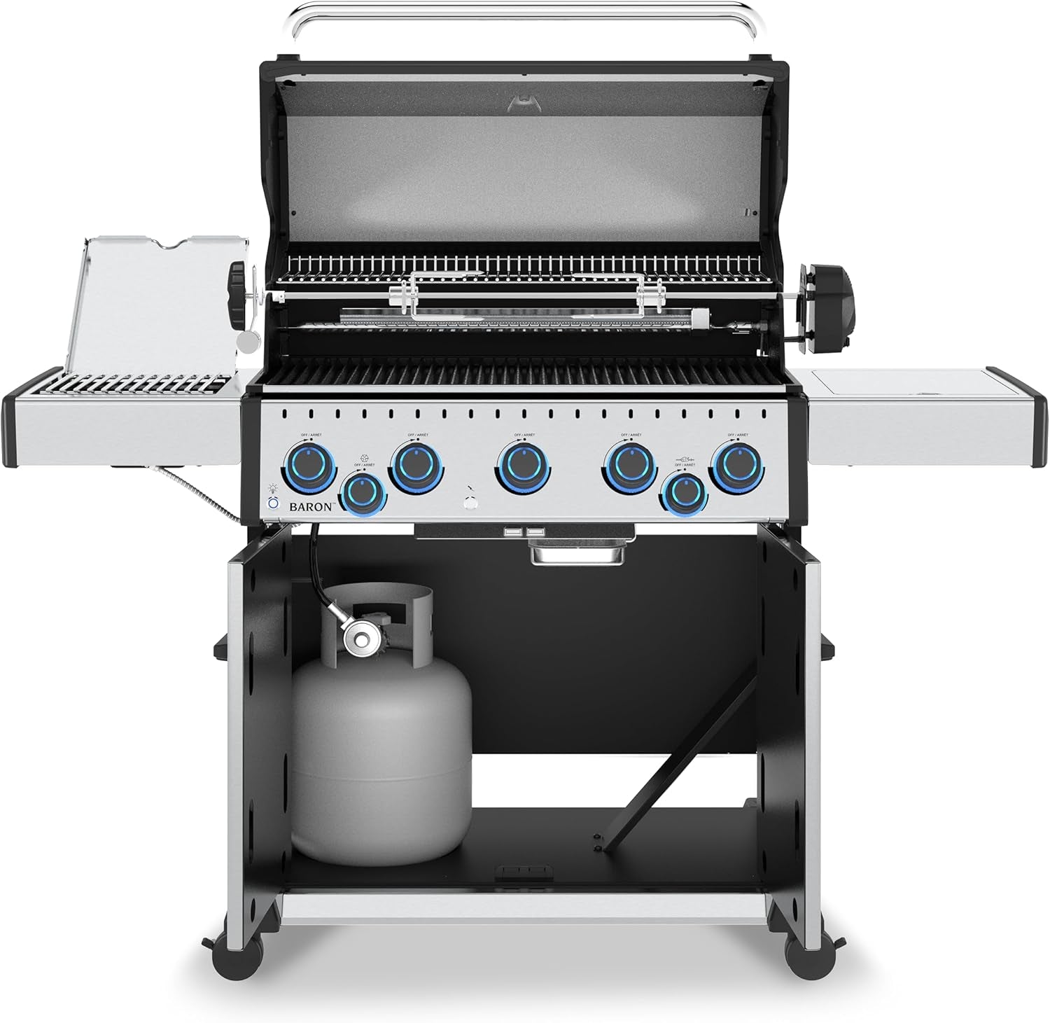 678344 Baron S 590 Pro IR 5-Burner Pellet Ready Propane Gas Grill in Stainless Steel with Infrared Side Burner and Rear Rotisserie Burner