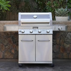 Larger Convertible 4 Burner Natural Gas Grill Stainless Steel Cabinet Style Propane Grills, LED Controls,Side Burner(Without Conversion Kit)