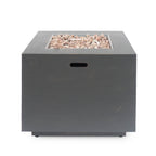 Outdoor Iron Square Propane Fire Pit - Brushed Brown