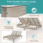 5-Position Adjustable Backrest Double Chaise Lounge Outdoor