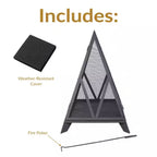 Majestic Pyramid Steel Mesh Wood Burning Fire Bowl Pit