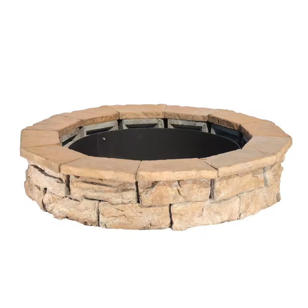 44 In. Fossill Brown round Fire Pit Kit