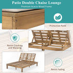 5-Position Adjustable Backrest Double Chaise Lounge Outdoor