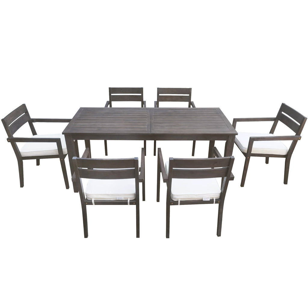 7- Piece Acacia Wood Outdoor Dining Set with Cushions