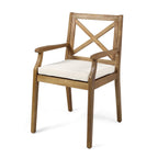 7- Piece Acacia Wood Outdoor Dining Set with Cream Cushions