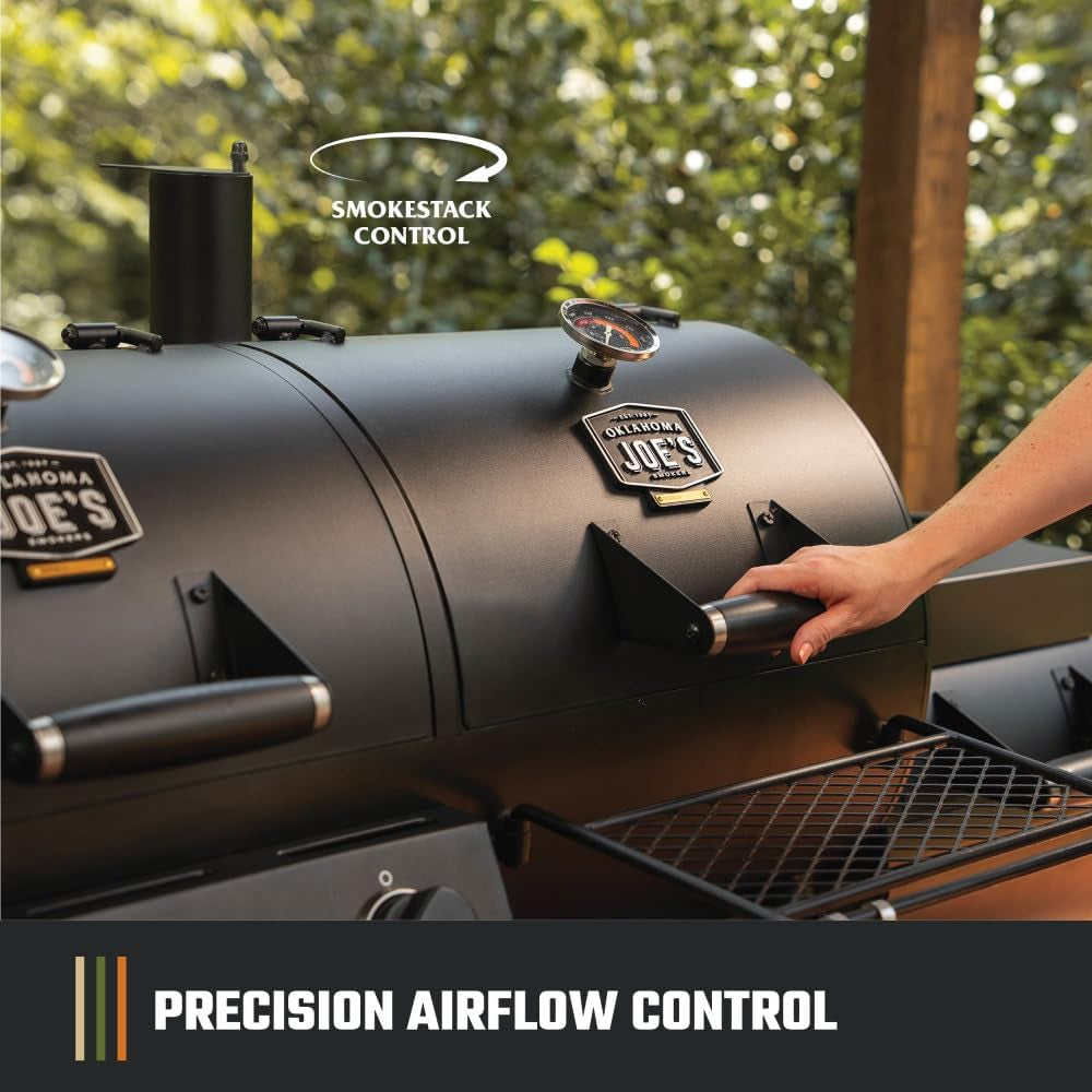 Canyon Combo Dual Fuel 3-Burner Propane Gas and Charcoal Smoker and Grill with 1031 Sq. In. Cooking Area in Black