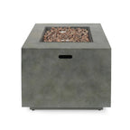 Wellington 33 In. X 24 In. Square Concrete Propane Outdoor Patio Fire Pit in Dark Grey