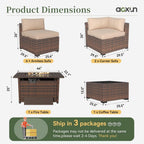 Eight Piece Outdoor Patio Furniture Set with Fire Pit