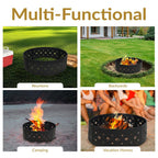 36 In. round Heavy-Duty Steel Diamond Wood Burning Fire Pit Ring