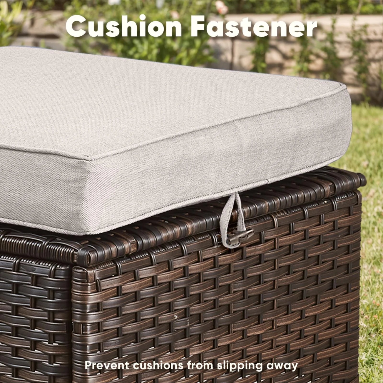 5-Piece High Back Outdoor Wicker Conversation Set with Swivel Chairs, Ottoman & 50,000 BTU Fire Pit Table - Patio Furniture Set for Deck, Porch, Poolside