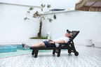 Outdoor Lounge Chair with Wood Texture and Adjustable Backrest