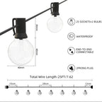 25 Ft G40 Globe Outdoor String Lights with 26 Edison Bulbs | Elevated Patio Co