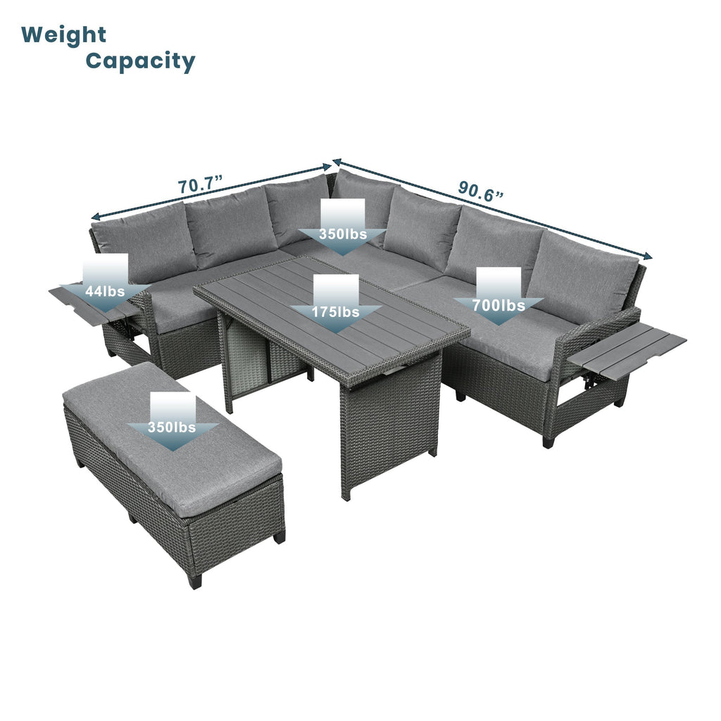 5-Piece Outdoor Patio Rattan Sofa Set