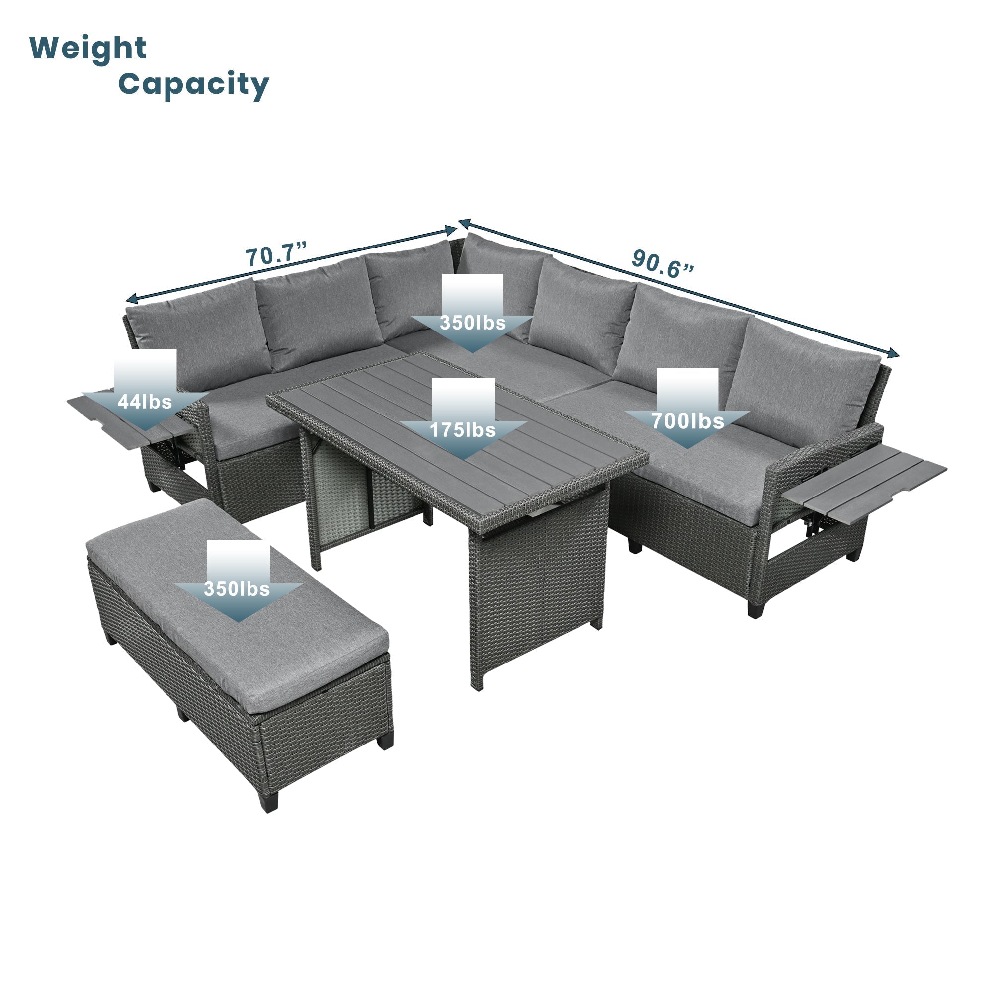 5-Piece Outdoor Patio Rattan Sofa Set