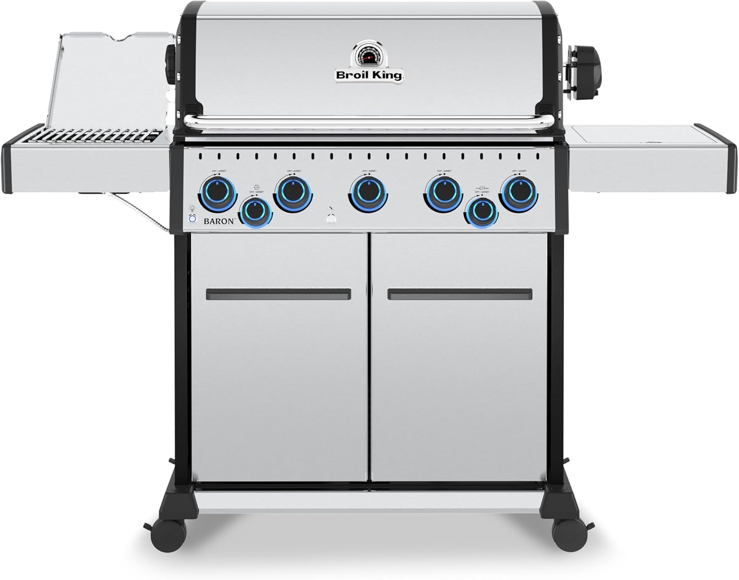 678344 Baron S 590 Pro IR 5-Burner Pellet Ready Propane Gas Grill in Stainless Steel with Infrared Side Burner and Rear Rotisserie Burner