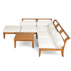 6- Piece Acacia Wood Outdoor Modular Sectional with Daybed and Tea Table