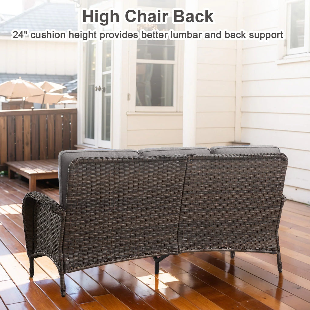 Outdoor Fire Pit Conversation Set, 3-Seat Sofa & Chairs Patio Furniture Set