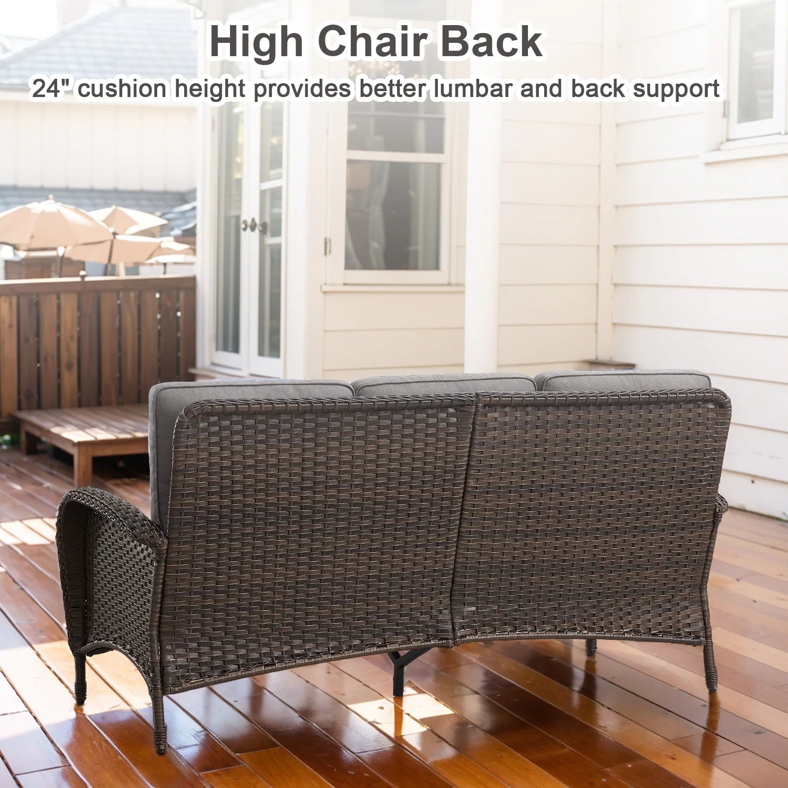 Outdoor Fire Pit Conversation Set, 3-Seat Sofa & Chairs Patio Furniture Set