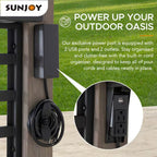 8 Ft. X 12 Ft. Matte Black Aspen Cedar Framed Grill Gazebo with Exclusive AC Power Port for Backyard