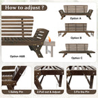 Outdoor Adjustable Patio Wooden Daybed Sofa Chaise Lounge