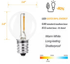27 Ft Pro - Globe Solar LED Outdoor String Lights – Waterproof, G40 Retro Edison Filament Bulbs -Warm White