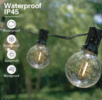 27 Ft Pro - Globe Solar LED Outdoor String Lights – Waterproof, G40 Retro Edison Filament Bulbs -Warm White