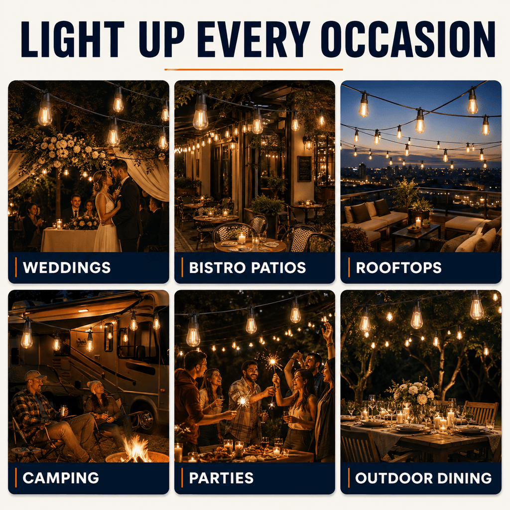 27 Ft Pro - Globe Solar LED Outdoor String Lights – Waterproof, G40 Retro Edison Filament Bulbs -Warm White