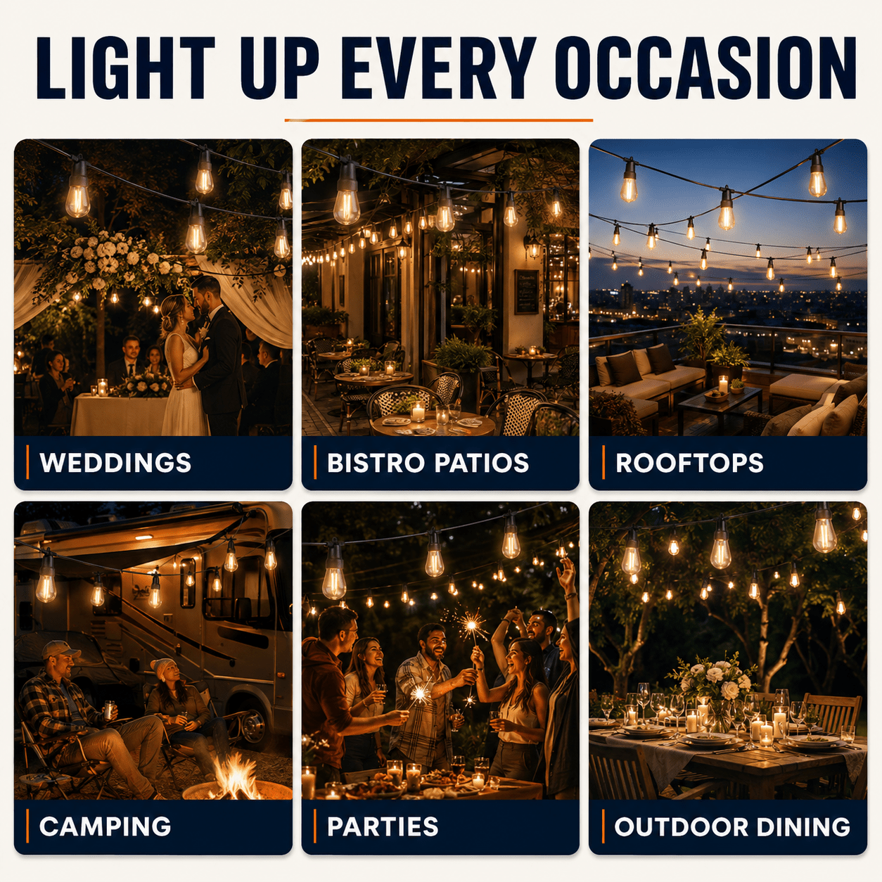 27 Ft Pro - Globe Solar LED Outdoor String Lights – Waterproof, G40 Retro Edison Filament Bulbs -Warm White