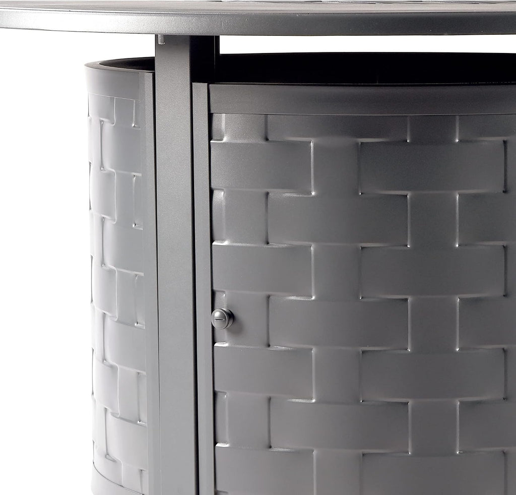 round 44 In. X 44 In. Aluminum Propane Fire Pit Table with Glass Beads, Two Covers, Lid, 57,000 Btus in Grey Finish