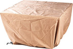 Square 32 In. X 32 In. Aluminum Propane Fire Pit Table with Glass Beads, Two Covers, Lid, 37,000 Btus in Brown Finish