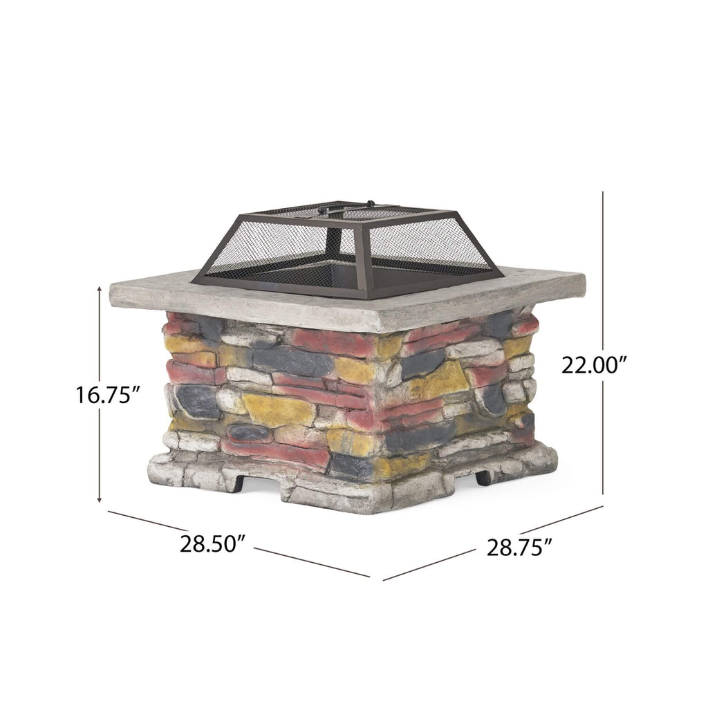 Alora 28-Inch Premium Outdoor Wood Burning Magnesium Oxide Fire Pit with Lid