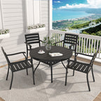 5- Piece Outdoor Patio Dining Set with Stackable Metal Chairs and Round Table