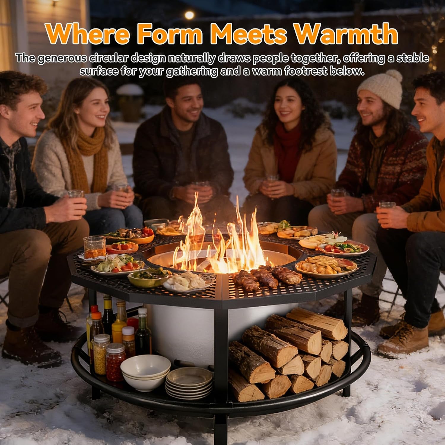 Fire Pit Surround Tabletop - 360° Fire Pit Guard for Solo Stove Bonfire & Ranger, Portable Protective Barrier for Wood Burning Fire Pits up to ⌀21", Uv-Resistant Outdoor Fabric (Firepit Not Included)