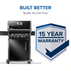 Rogue 425 3-Burner Natural Gas Grill in Black with Cast Iron Cooking Grids and Range Side Burner