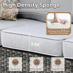 Lullaby 7 -Piece Rattan Patio Sofa Conversation Set with Gray Cushions